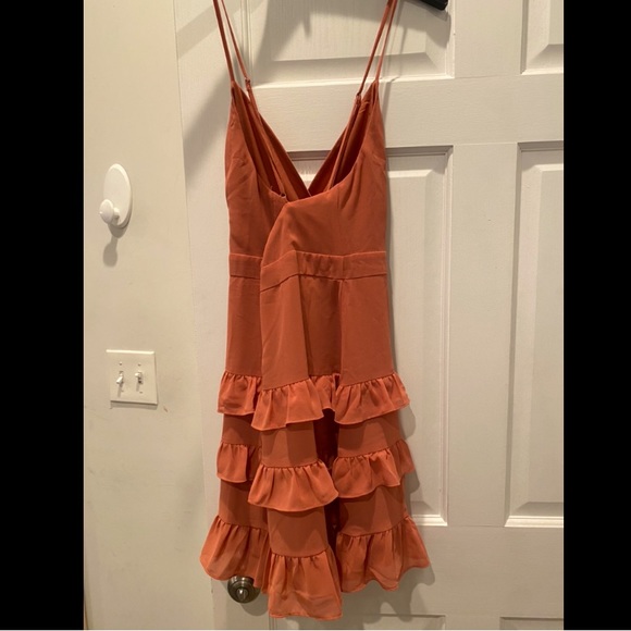 Coral Ruffled Sleeveless Minidress - Picture 4 of 5